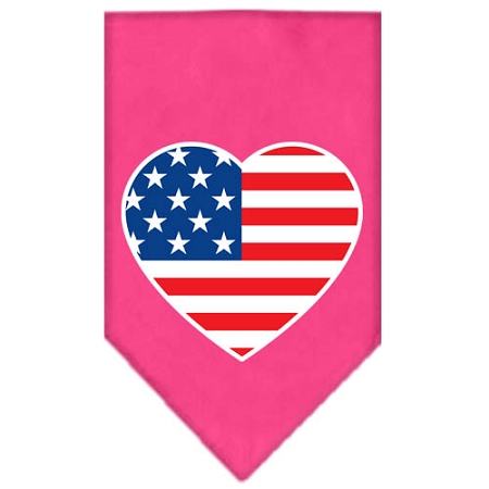 American Flag Heart Screen Print Bandana Bright Pink Large